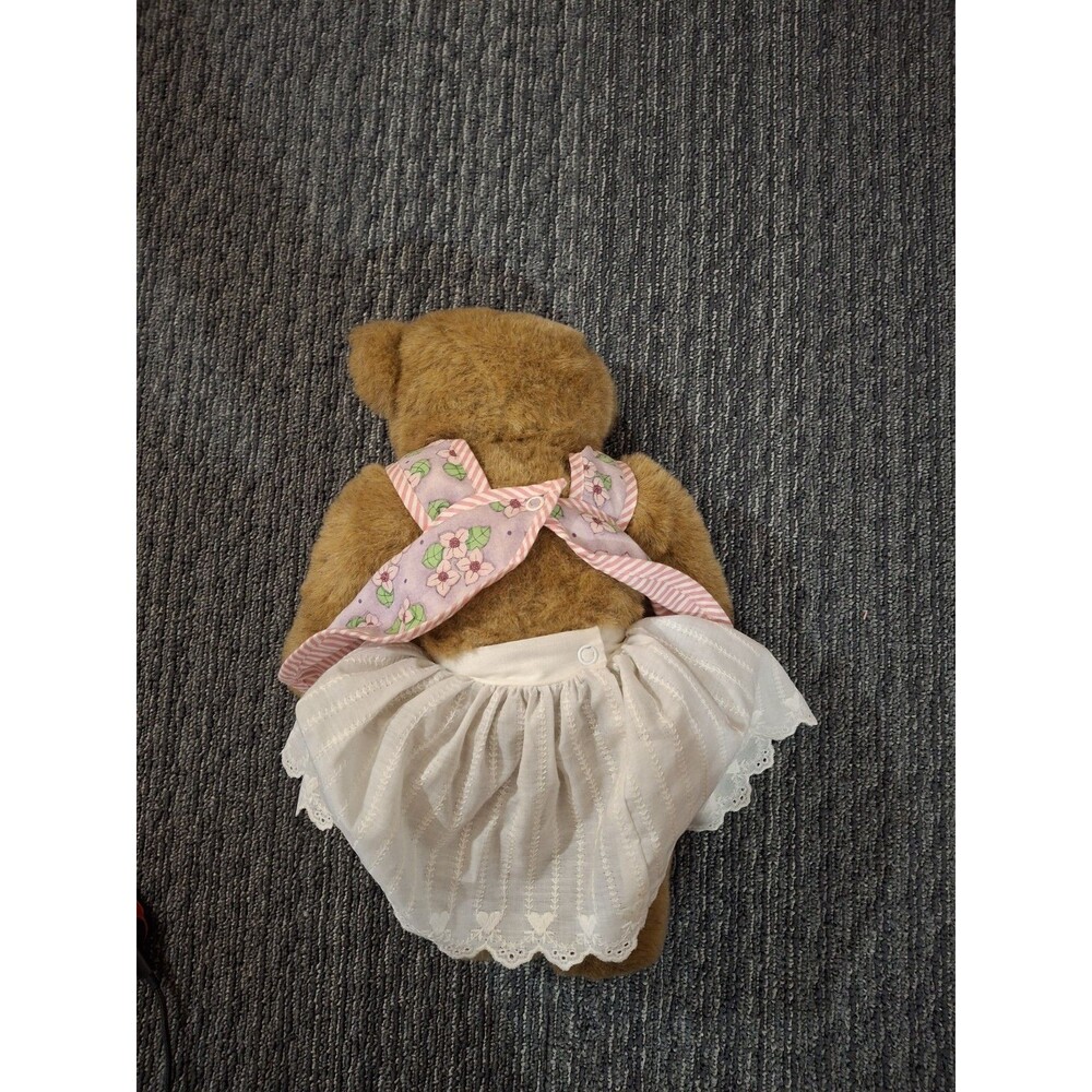 VTG Vermont Teddy Bear 16" Jointed Bear Pink Flowered Dress 1997 Retired - Picture 5 of 7